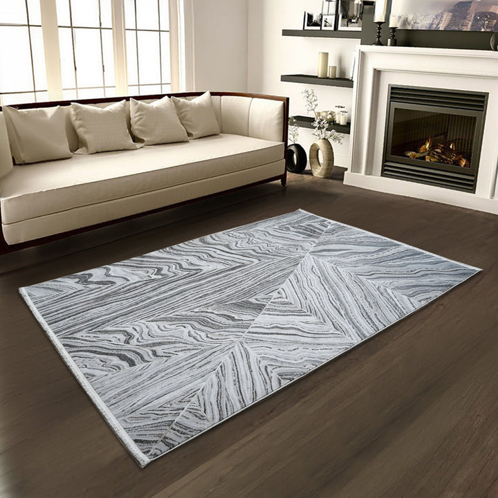 Grey Waves Turkish Rug 5x8 FT