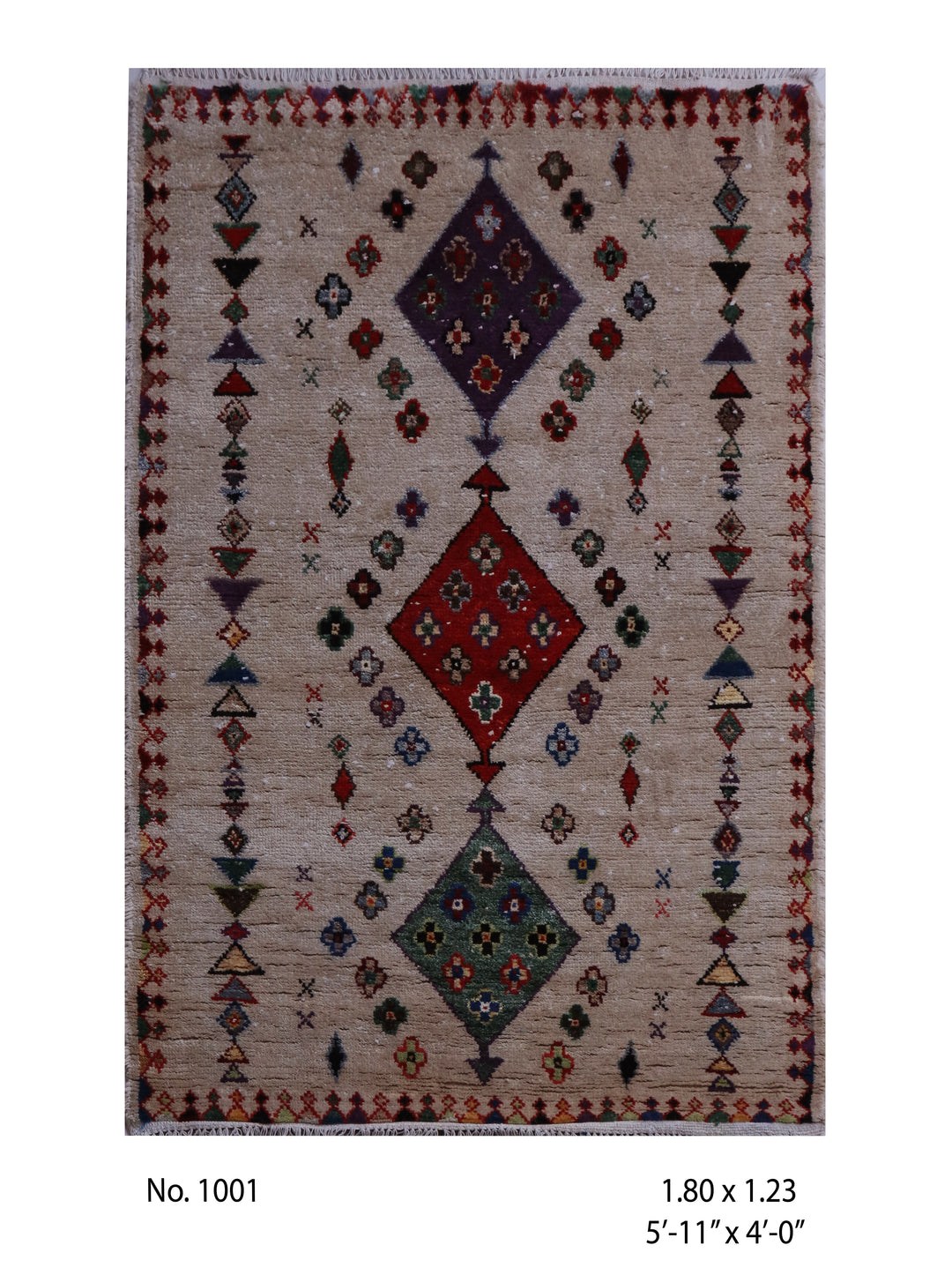 Antique Moroccan Handmade Rug 5.11x4 ft