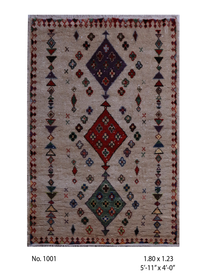 Antique Moroccan Handmade Rug 5.11x4 ft