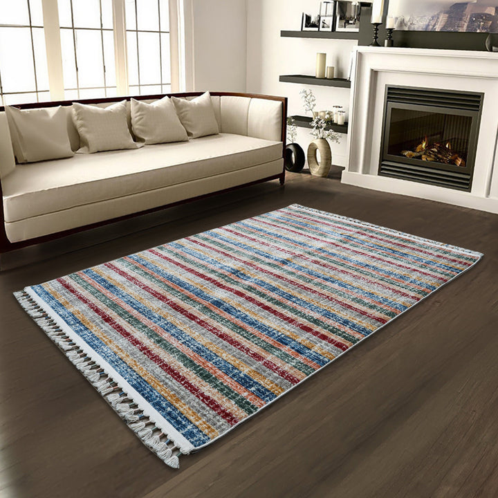 Multi Strip Turkish Rug 4X6 Ft