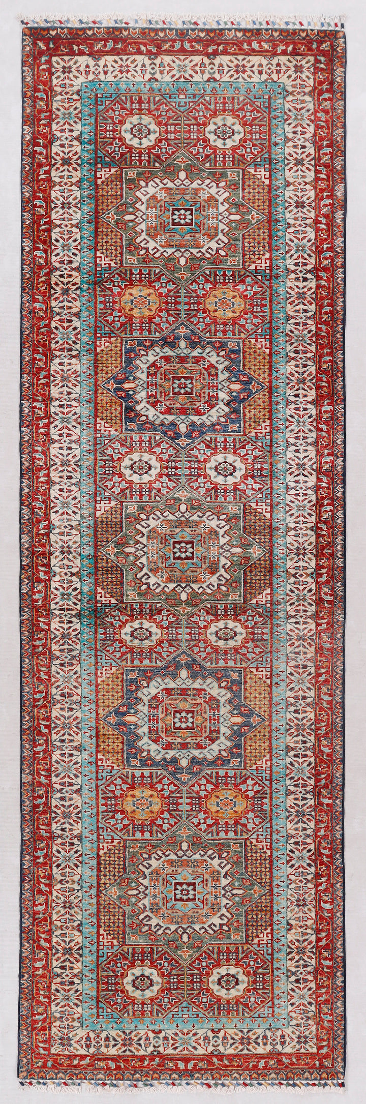 Fine Mamlook Handmade Rug 9.7x2.10 Ft