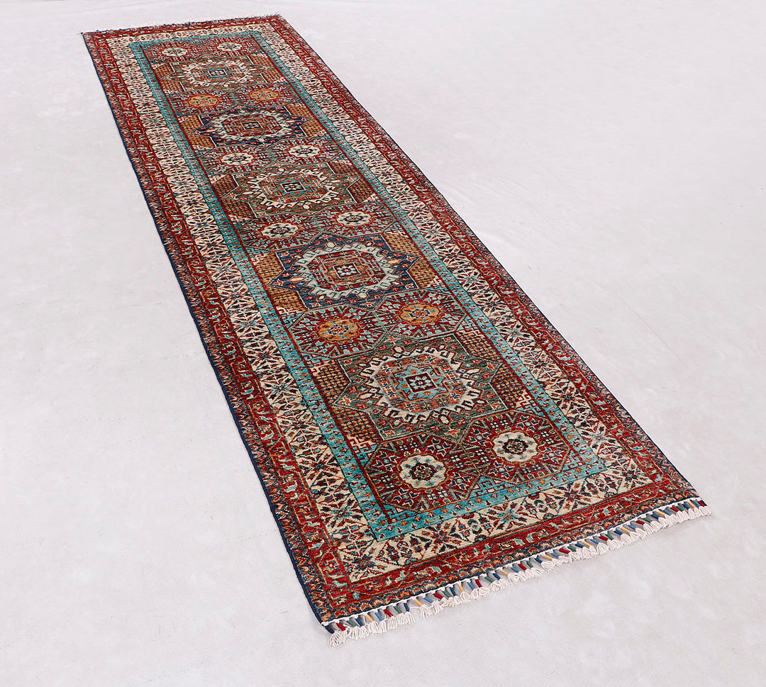 Fine Mamlook Handmade Rug 9.7x2.10 Ft