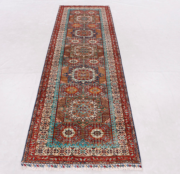 Fine Mamlook Handmade Rug 9.7x2.10 Ft