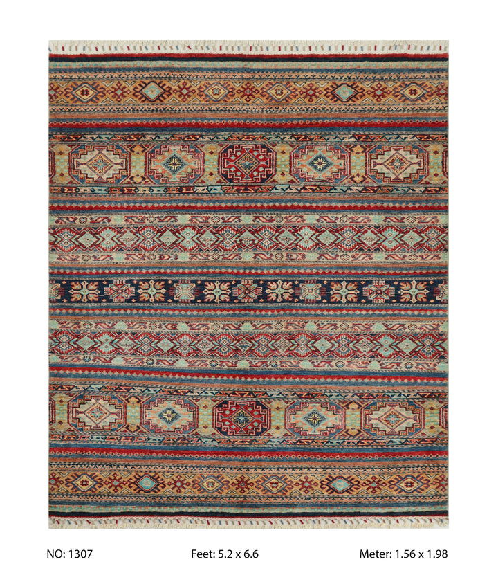 Khurjin Antique Handmade Rug 5.2X6.6 FT