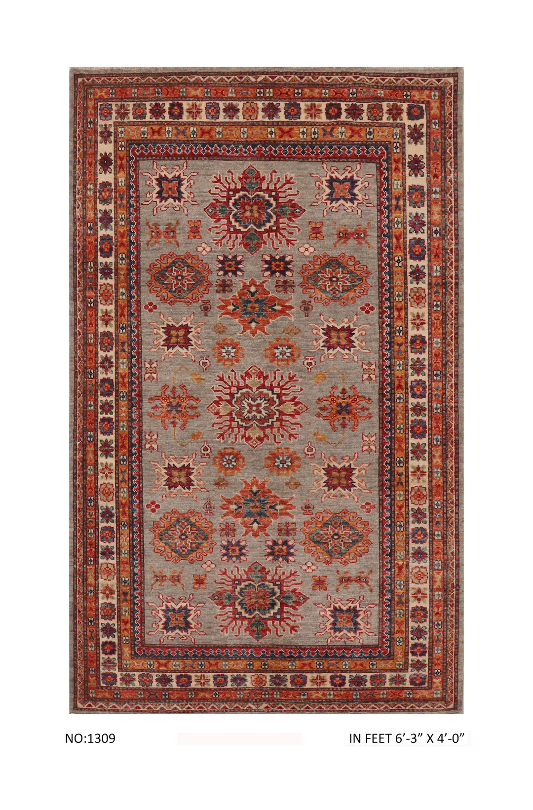 Traditional Super Kazak Rug 6.3x4 FT