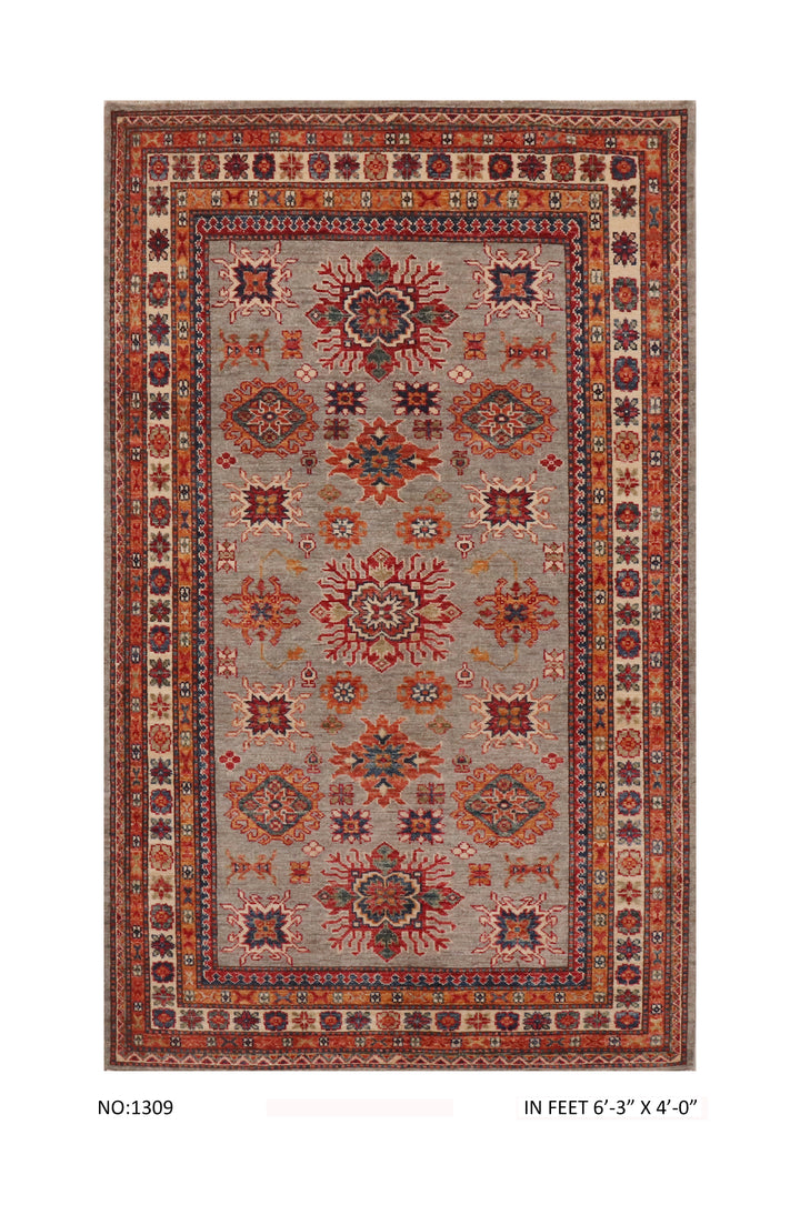 Traditional Super Kazak Rug 6.3x4 FT