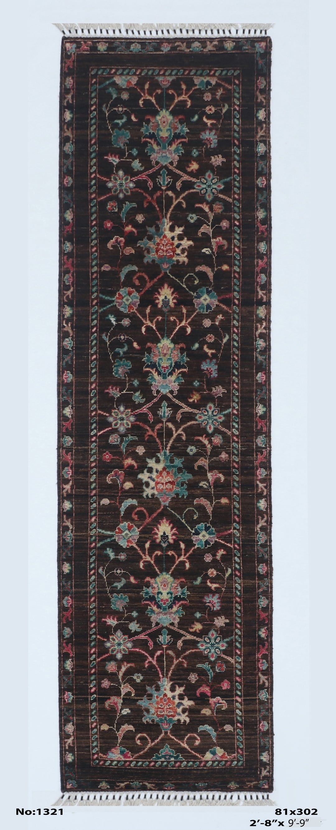 Khurjin Grey Handmade Runner 2.11X9.9 FT