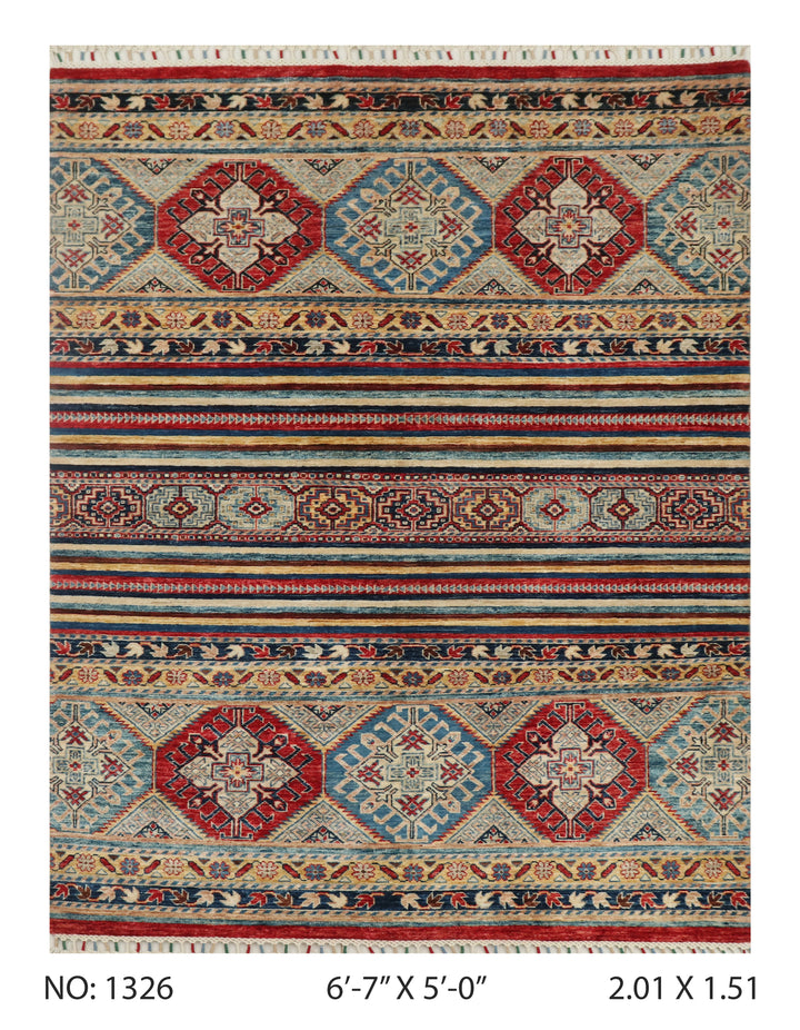 Khurjin Antique Handmade Rug 6.7X5 FT