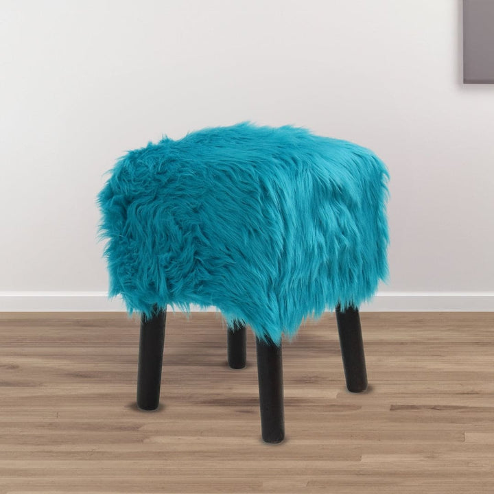 Ferozi Fur Ottoman Stool Small