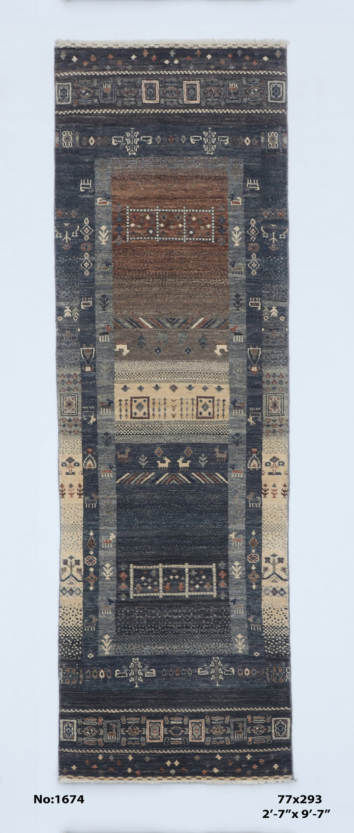 Khurjin Grey Handmade Runner 2.7X9.7 FT