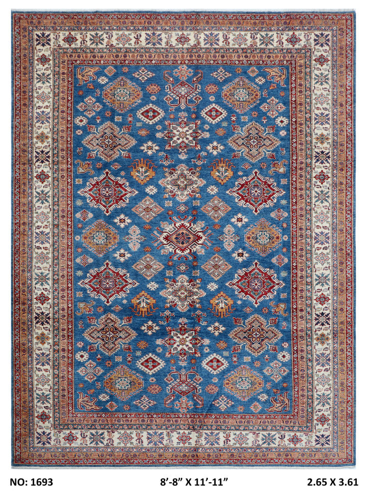 Blue Super Kazak Rug 8.8x11.11 FT