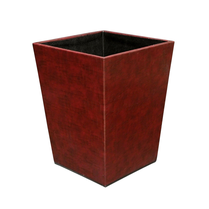 Deep Maroon Leather Dust Bin