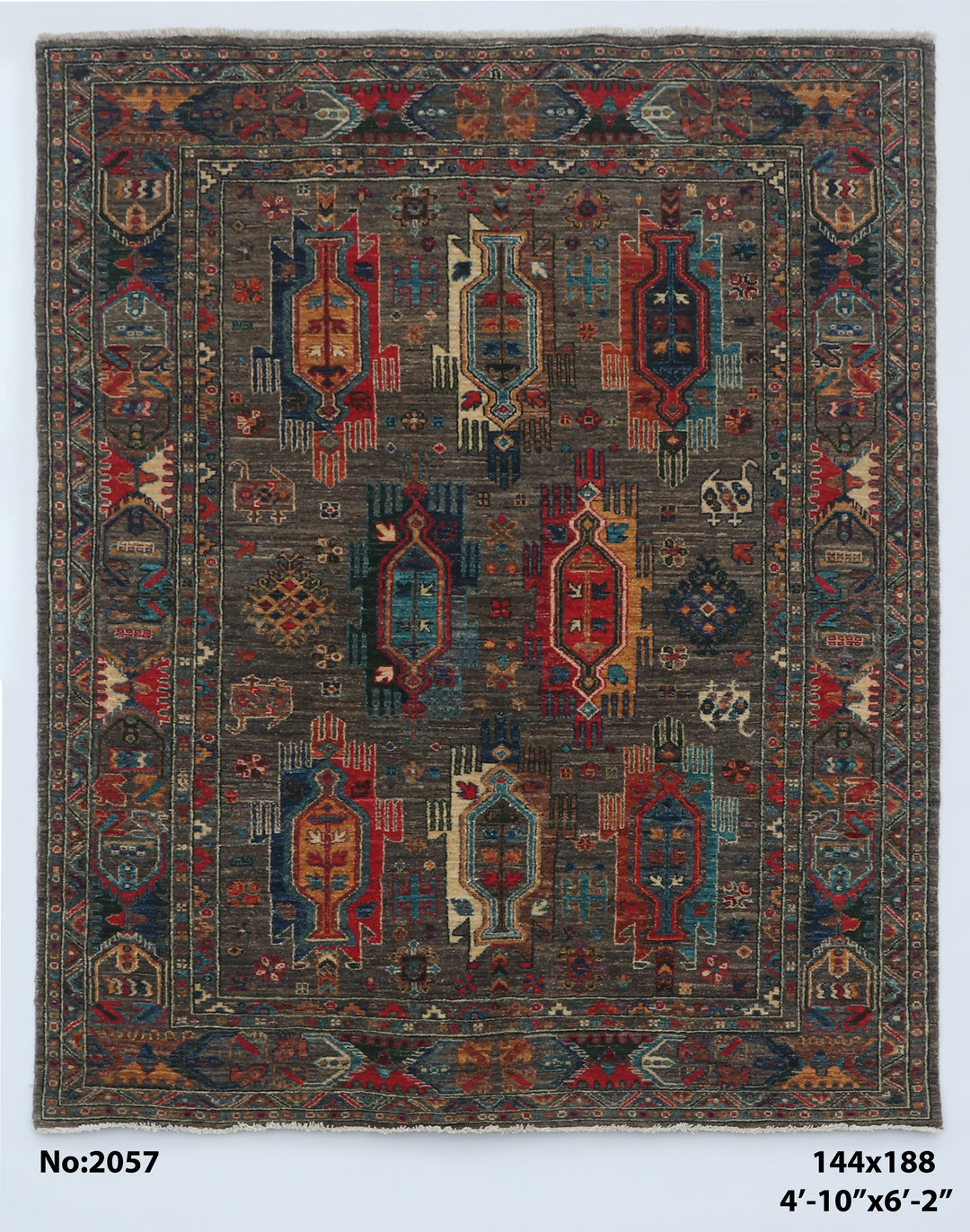 Khurjin Multi Handmade Rug 4.10x6.2 FT