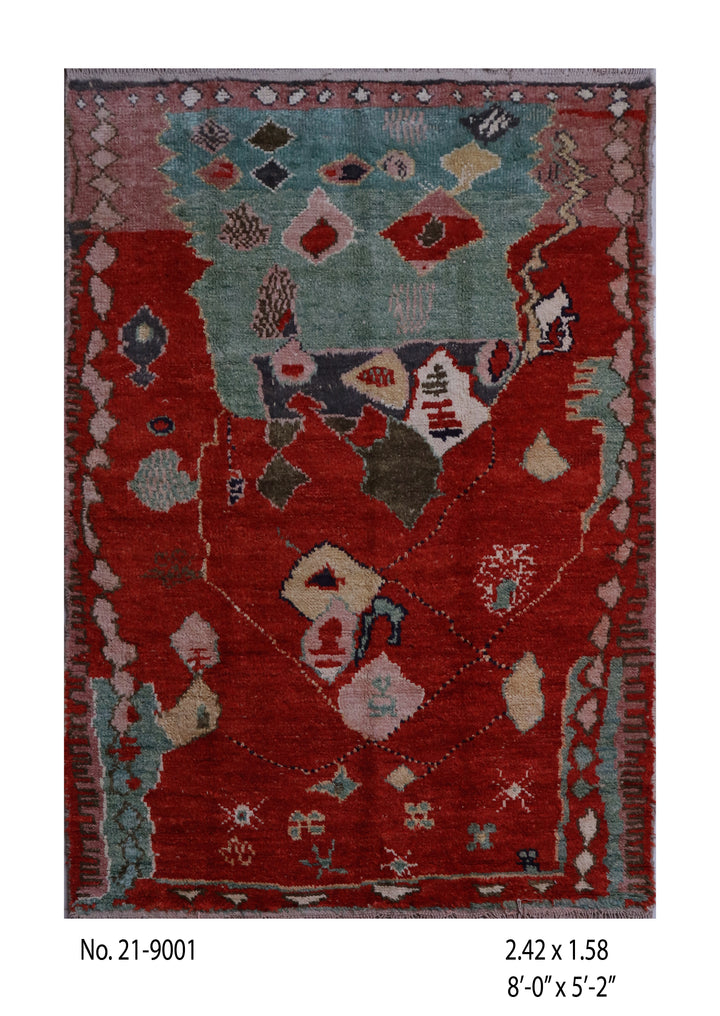 Rust Moroccan Handmade Rug 8x5.2 ft