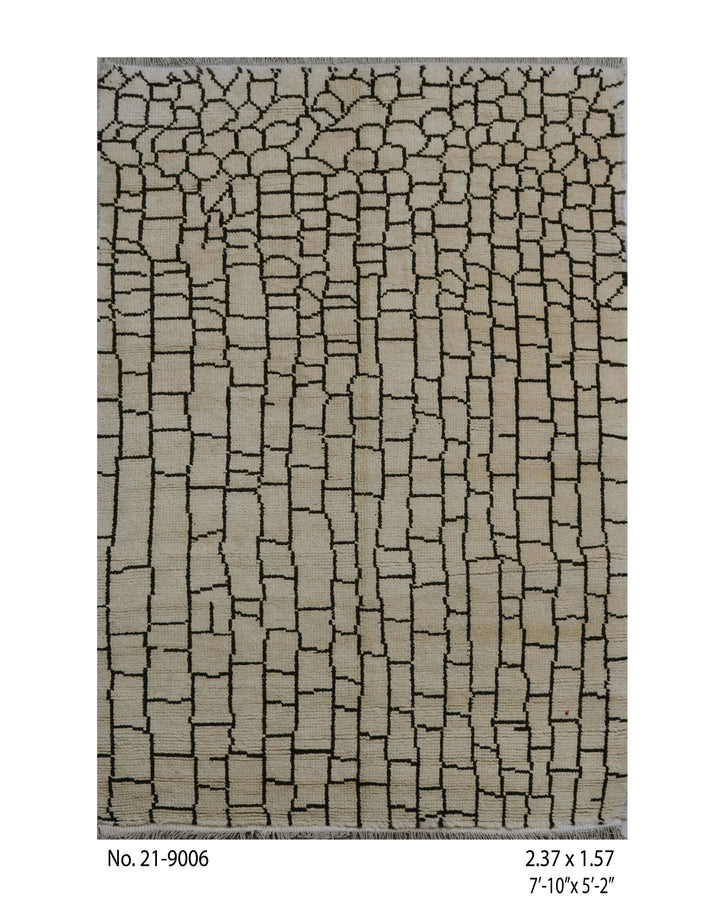 Off White Moroccan Handmade Rug 7.10x5.2 ft