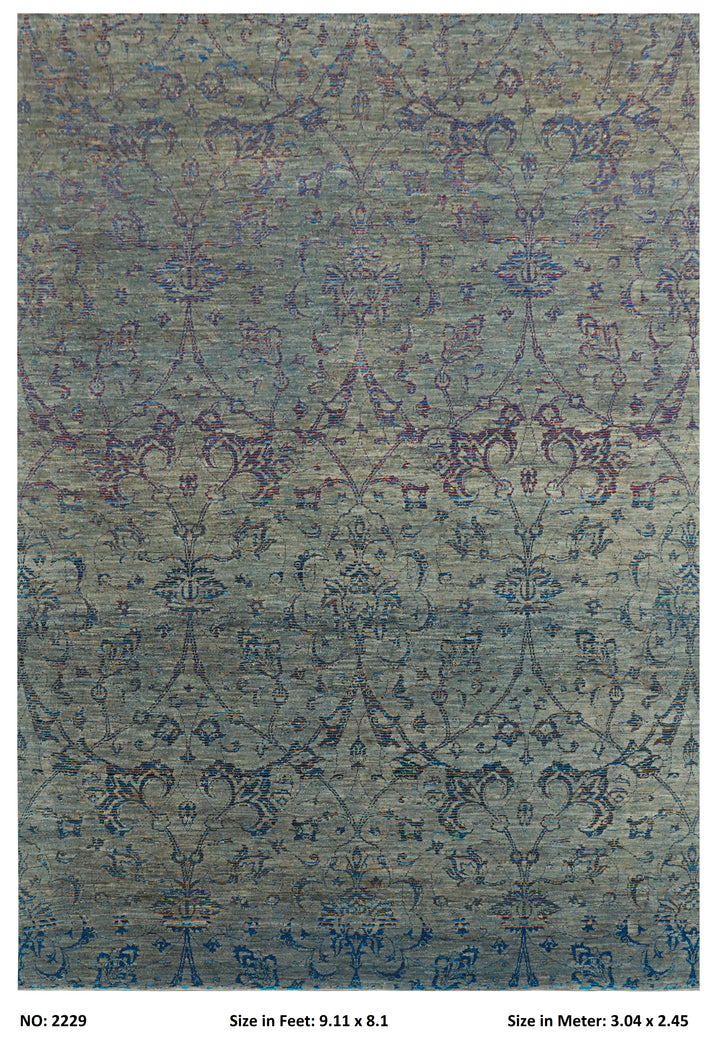 Abstract Mulberry Purple Handmade Rug 9.11x8.1 ft