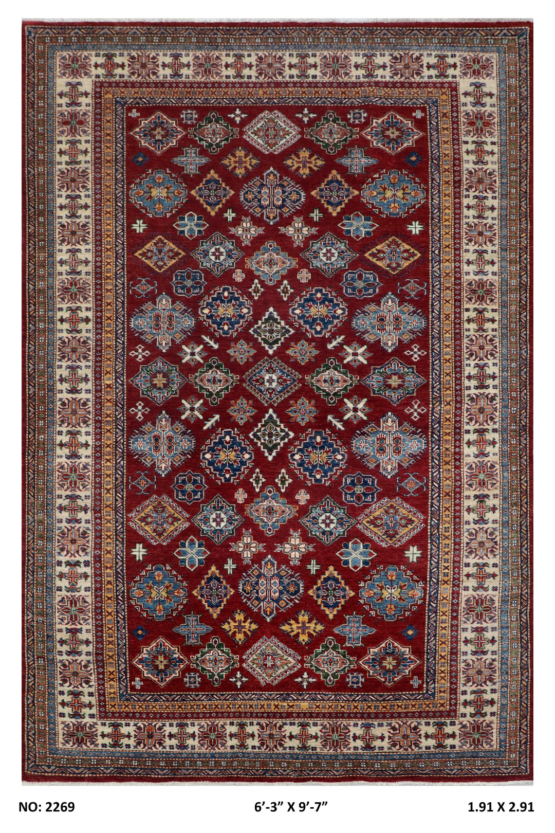 Traditional Super Kazak Rug 6.3x9.7 FT