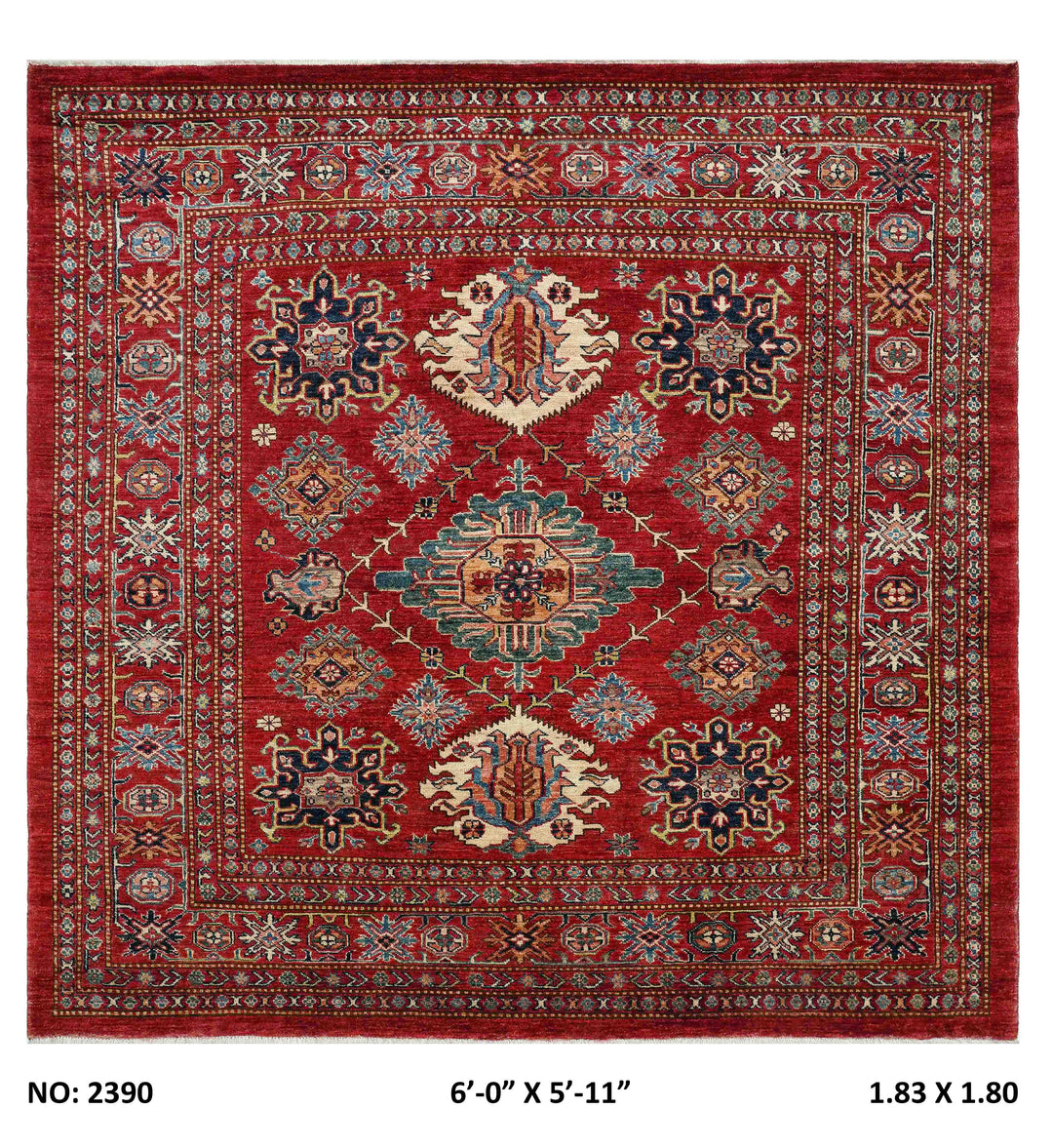 Rust Super Kazak Rug 6x5.11 FT