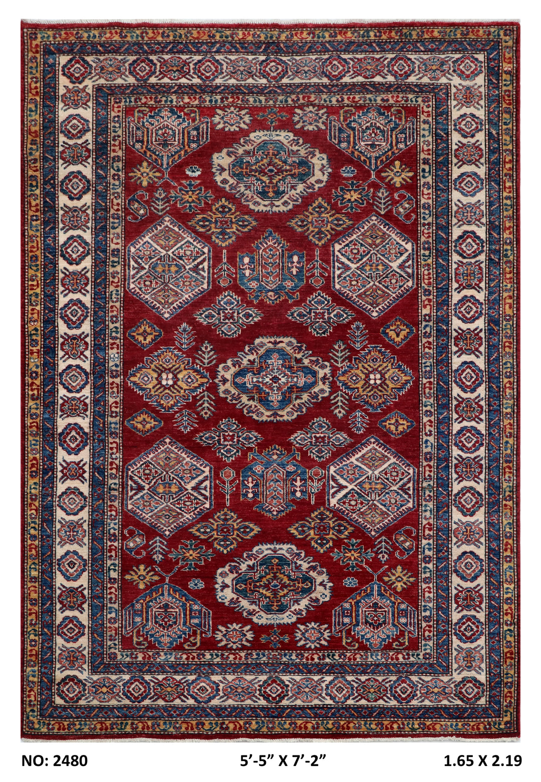 Rich Rust Super Kazak Rug 5.5x7.2 FT