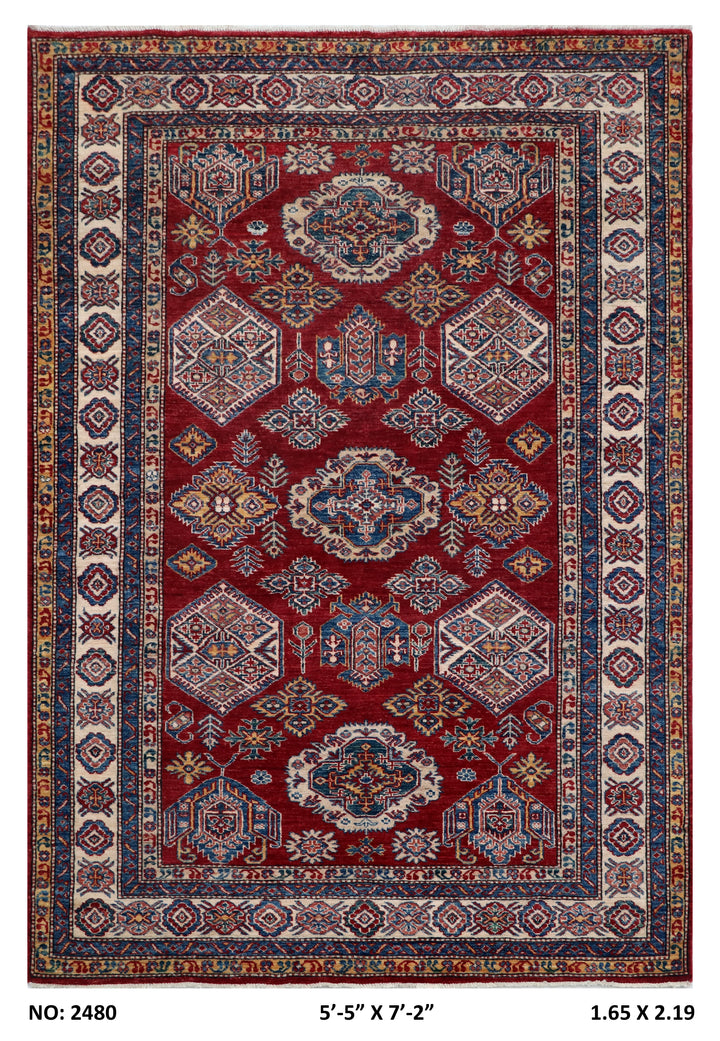 Rich Rust Super Kazak Rug 5.5x7.2 FT