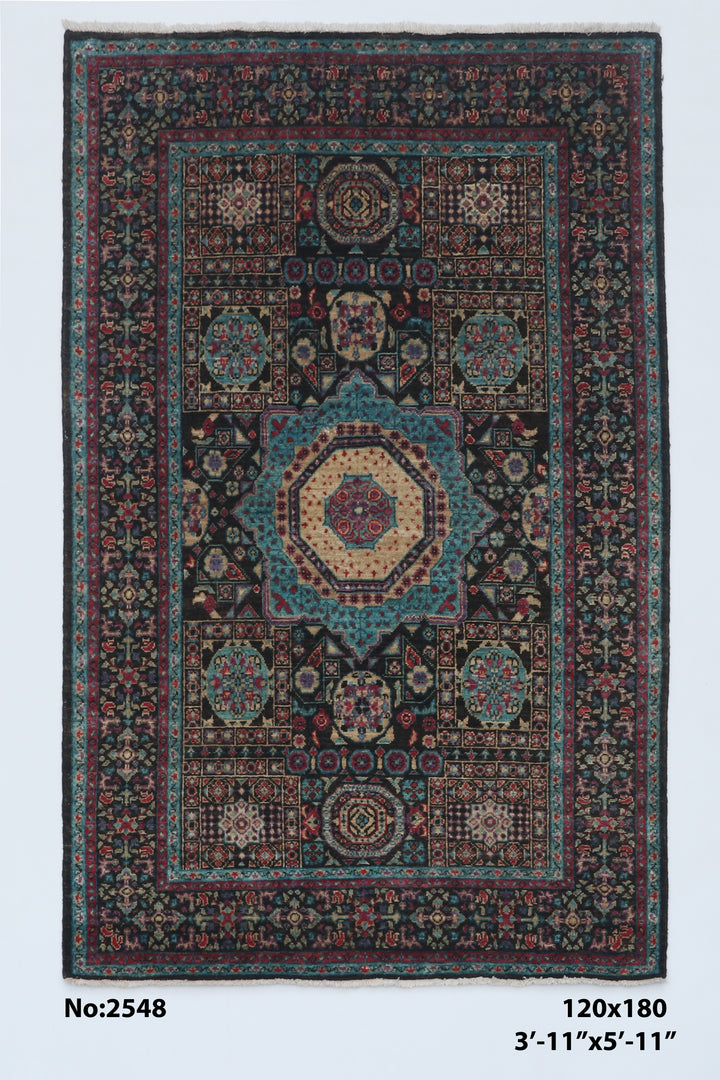 Traditional Handmade Mamluk Rug 3.11x5.11 FT