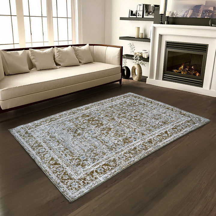 Olive Green Traditional Turkish Rug 4X6 Ft