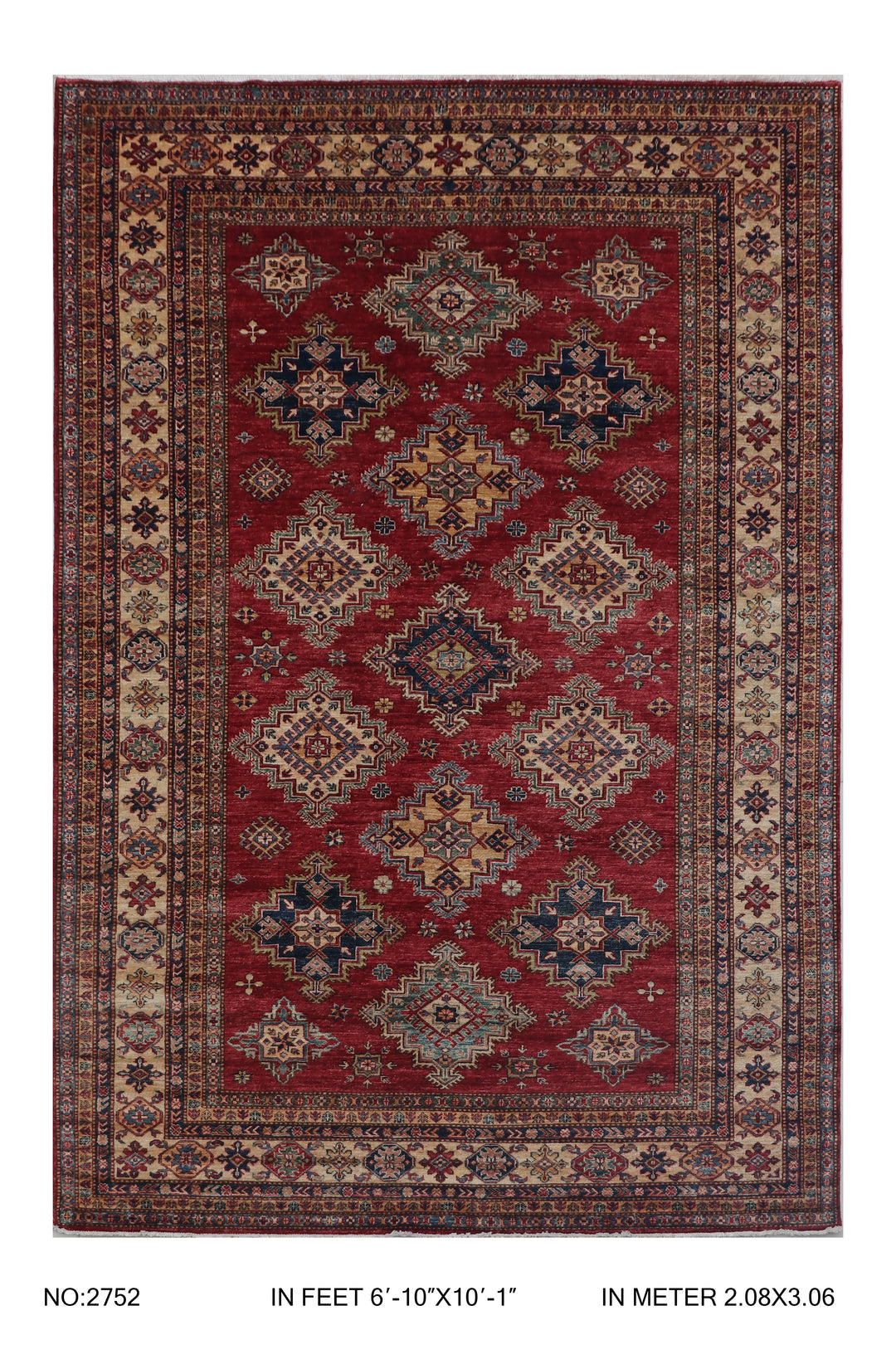 Rust Super Kazak Rug 6.10x10.1 FT