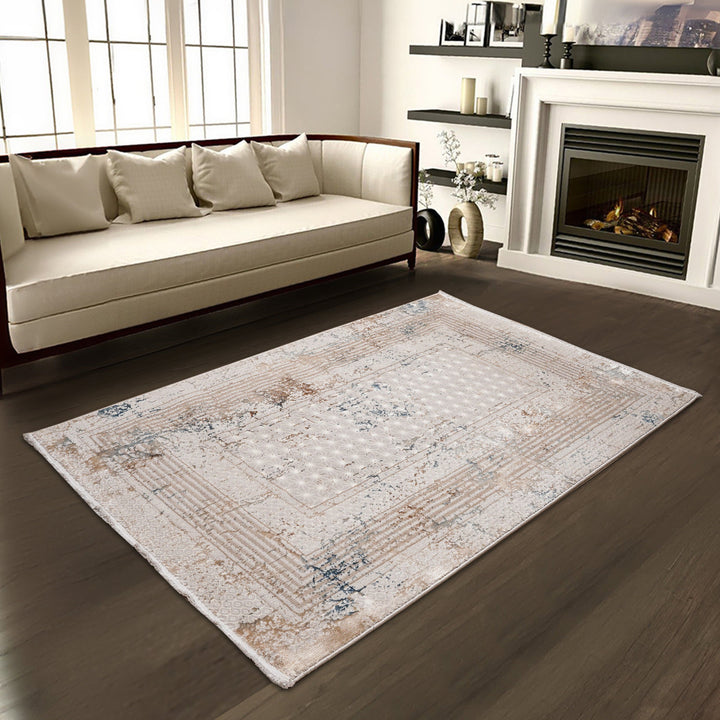 Beige Plain Turkish Rug 4x6 FT