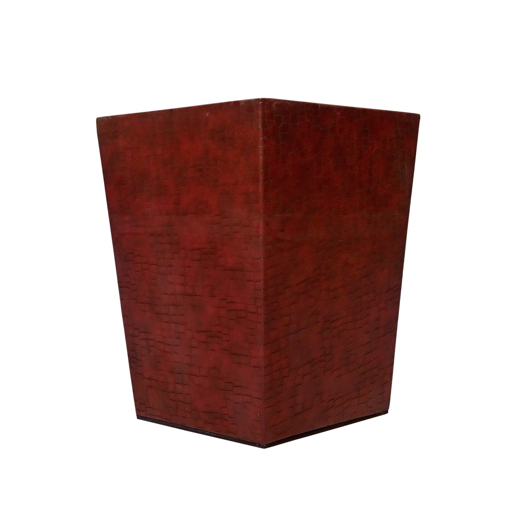 Deep Maroon Leather Dust Bin
