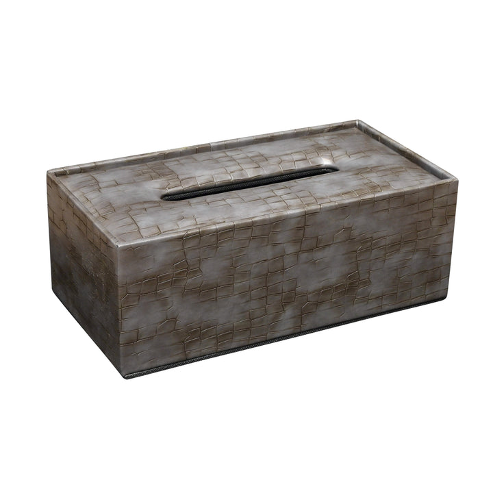 Graphite Grey Leather Tissue Box(L)