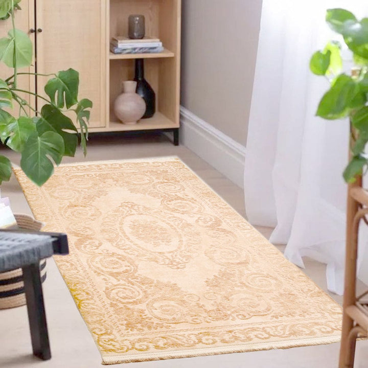 Beige Floral Turkish Rug 2.5x5 Ft