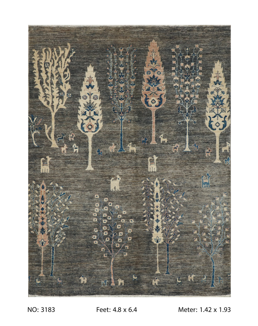 Khurjin Antique Handmade Rug 4.8X6.4 FT