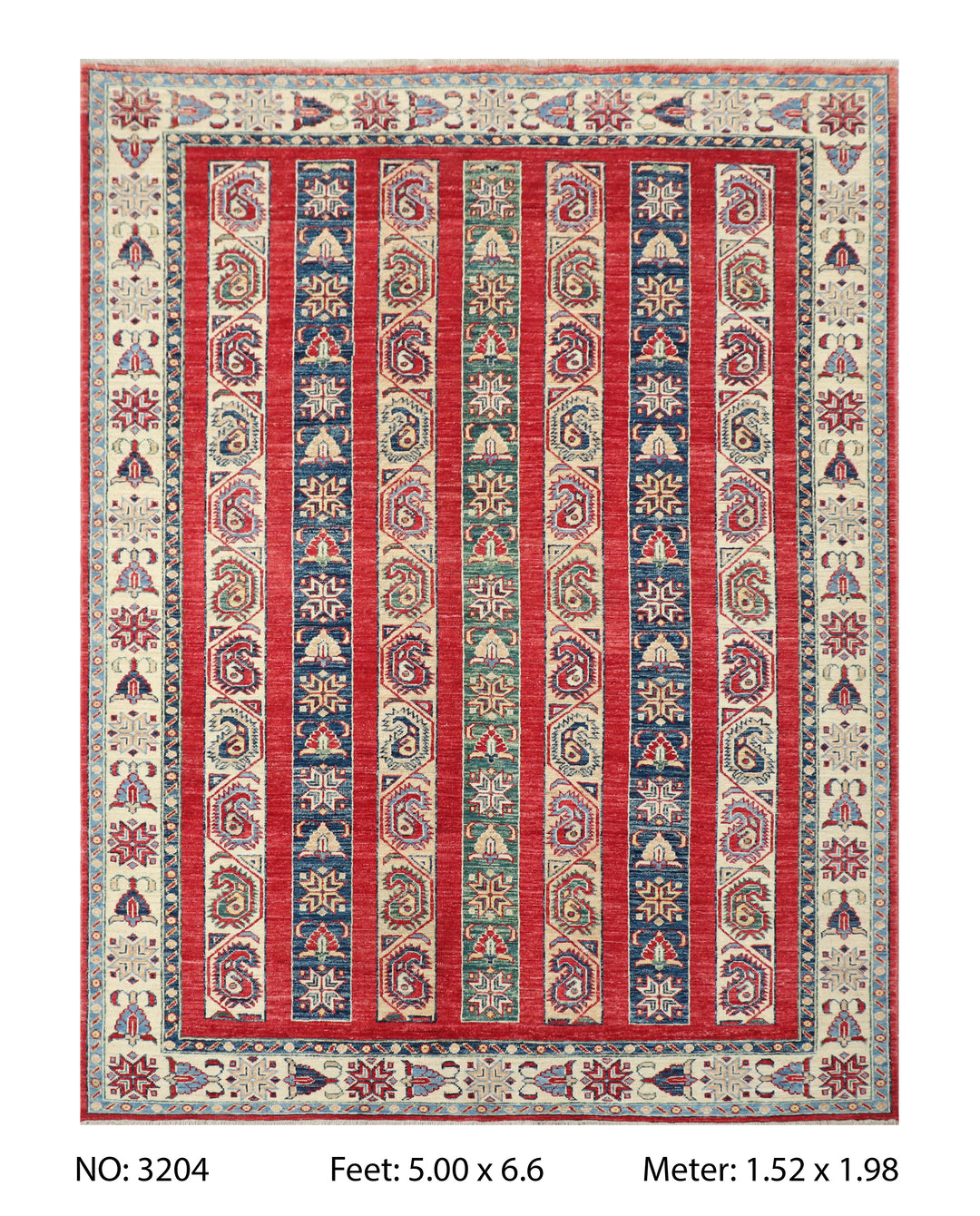 Khurjin Rust Handmade Rug 5X6.6 FT