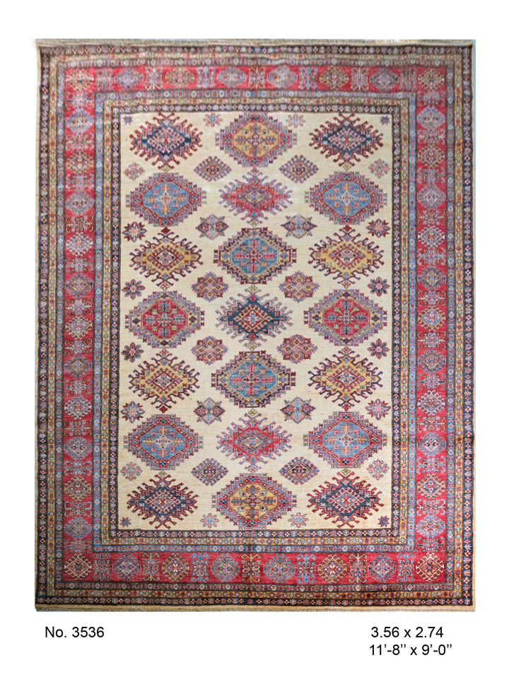 Multi Super Kazak Rug 11.8x9 FT
