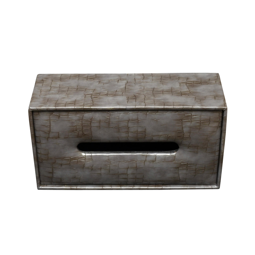 Graphite Grey Leather Tissue Box(L)