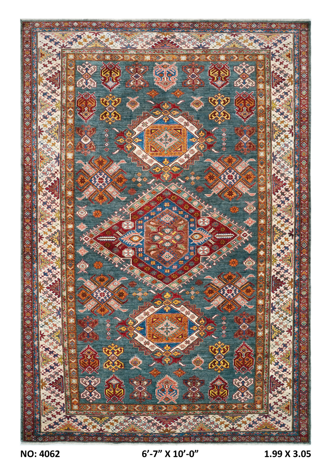 Antique Super Kazak Rug 6.7x10 FT