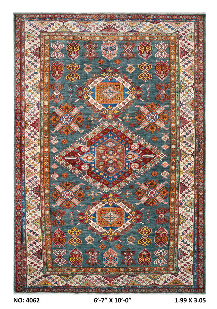 Antique Super Kazak Rug 6.7x10 FT