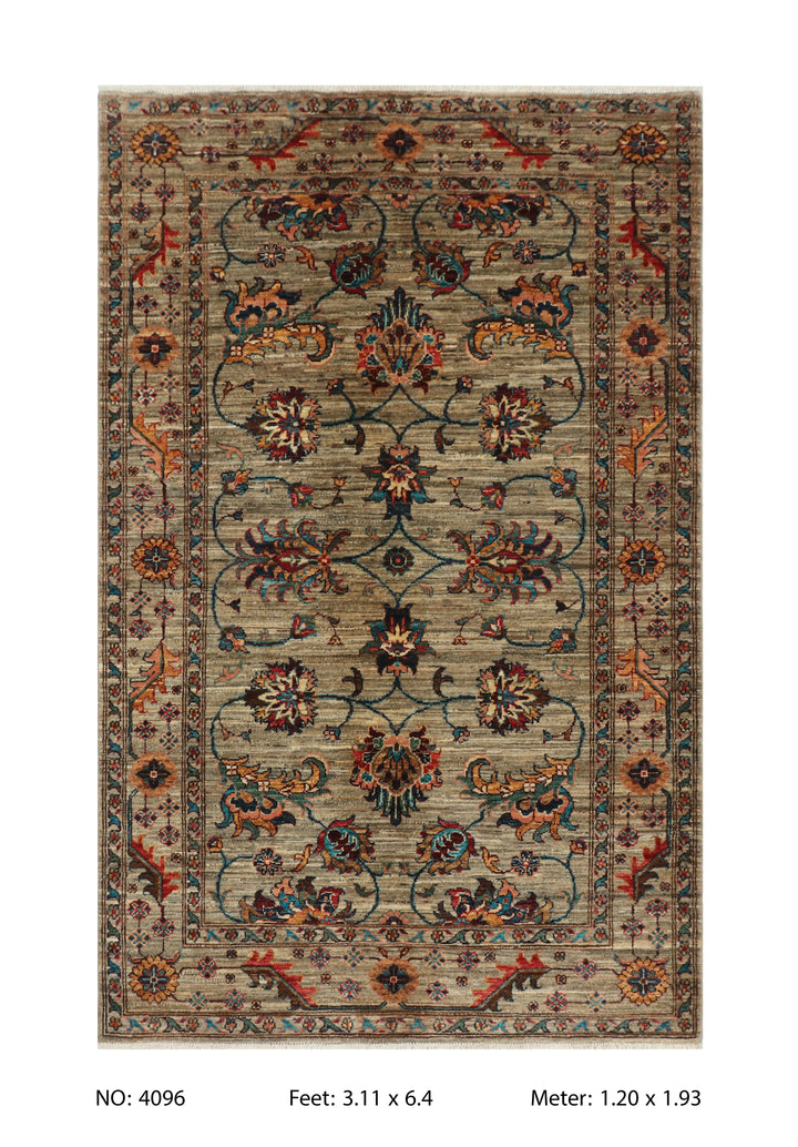 Khurjin Multi Handmade Rug 3.11x6.4 FT