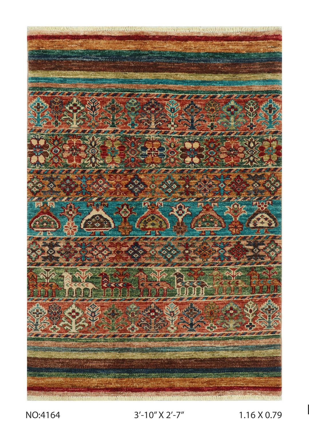 Khurjin Multi Handmade Rug 3.10X2.7 FT
