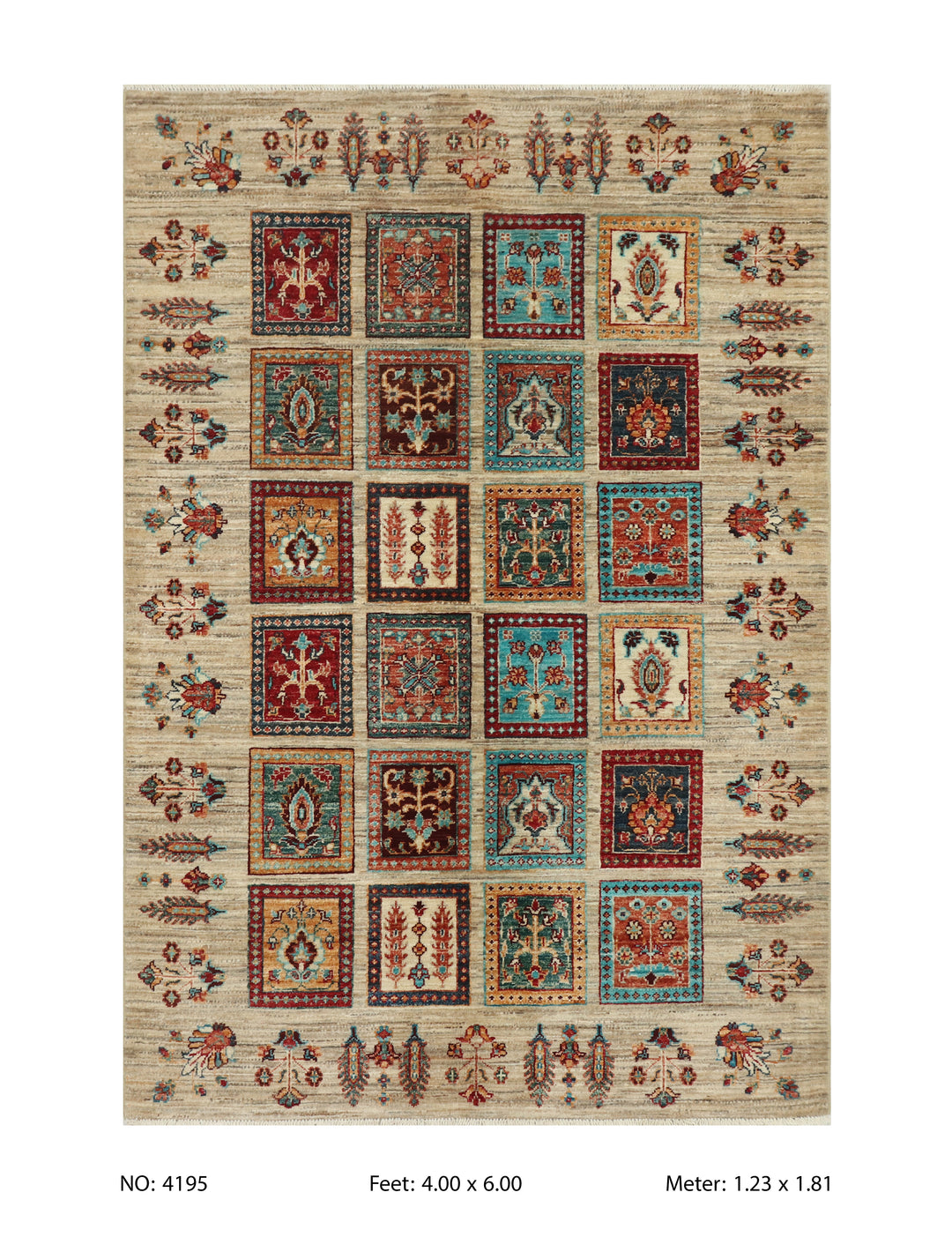 Khurjin Antique Handmade Rug 4x6 FT