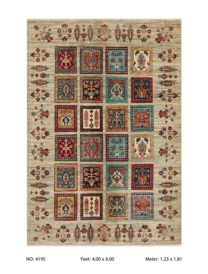 Khurjin Antique Handmade Rug 4x6 FT
