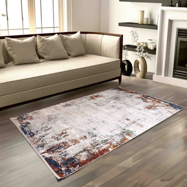 Off White Plain Turkish Rug 5x8 ft