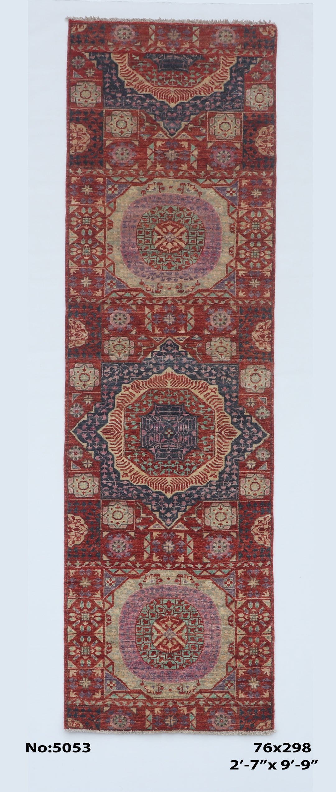 Multi Handmade Mamluk Runner 2.7x9.9 FT