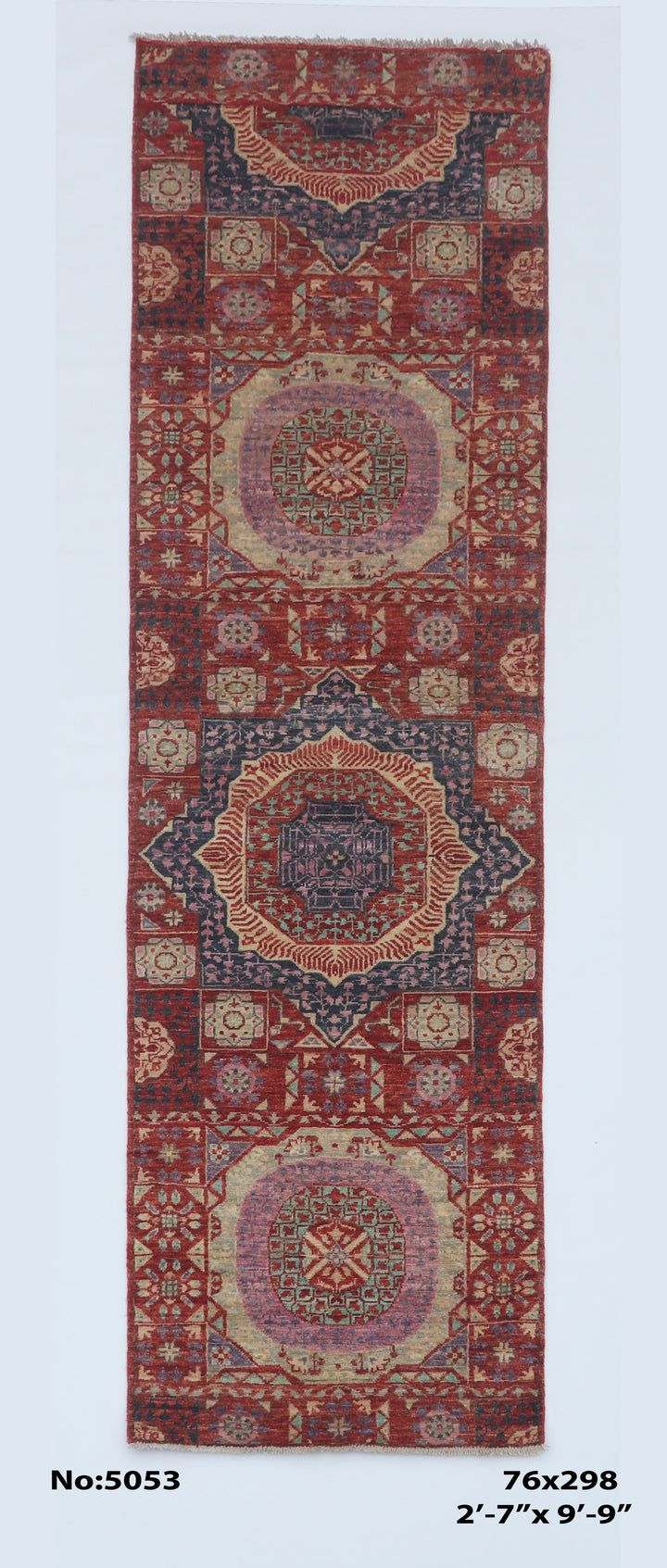 Multi Handmade Mamluk Runner 2.7x9.9 FT