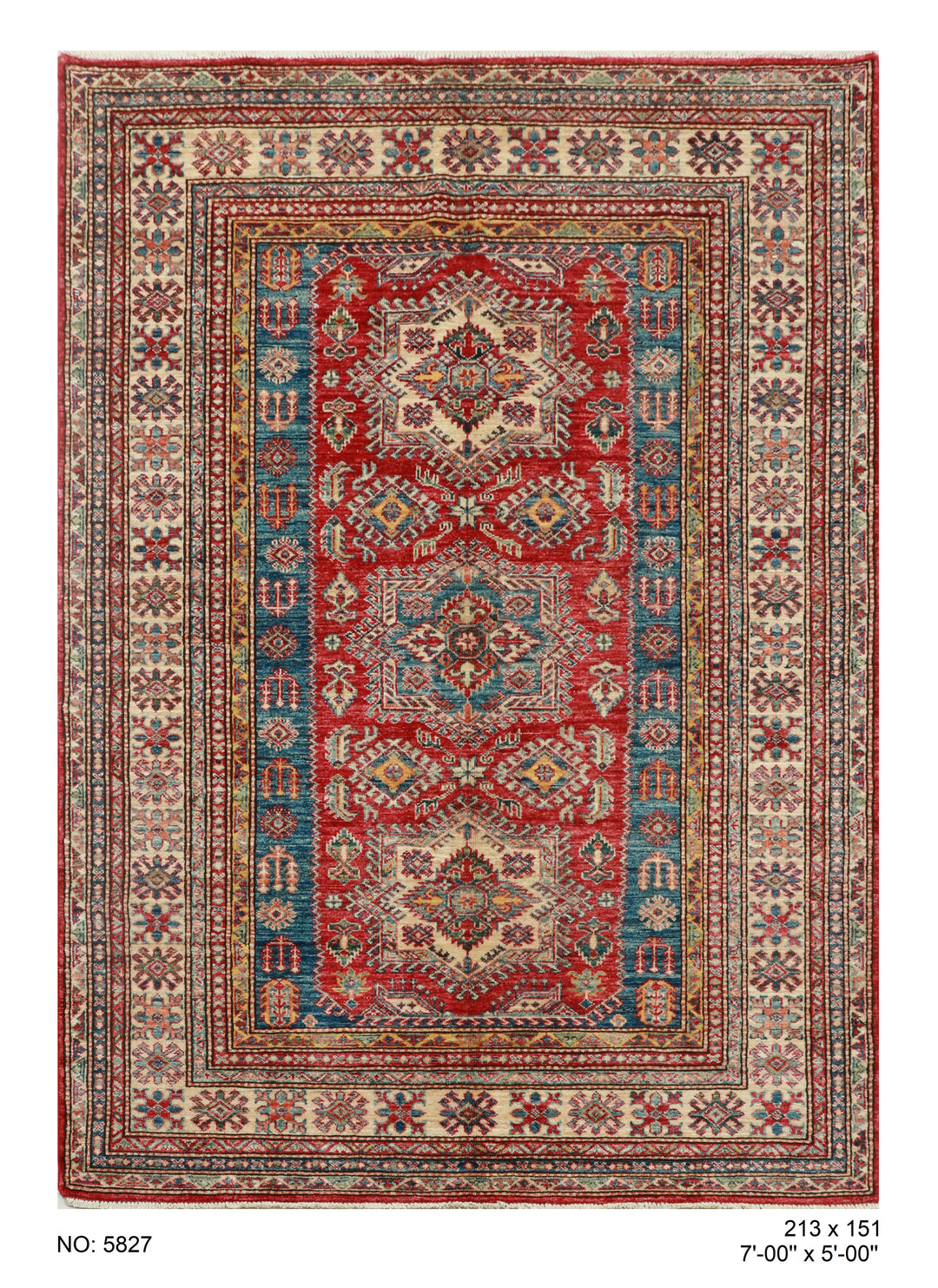 Antique Super Kazak Rug 7x5 FT