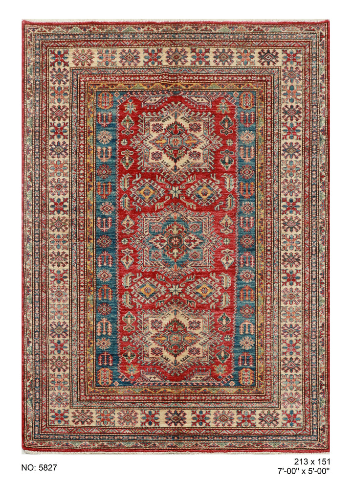 Antique Super Kazak Rug 7x5 FT