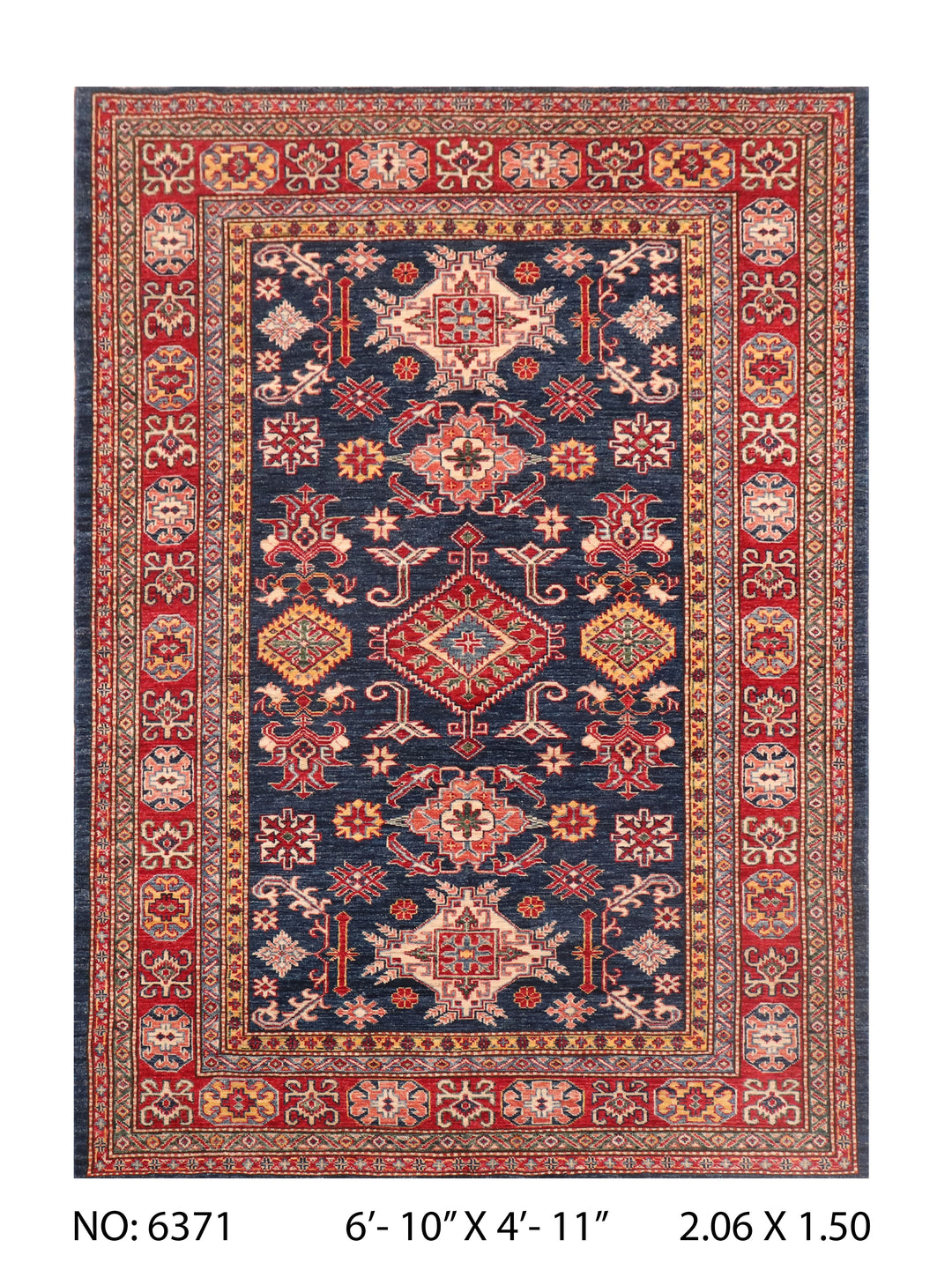 Soft Peach Super Kazak Rug 6.10x4.11 FT