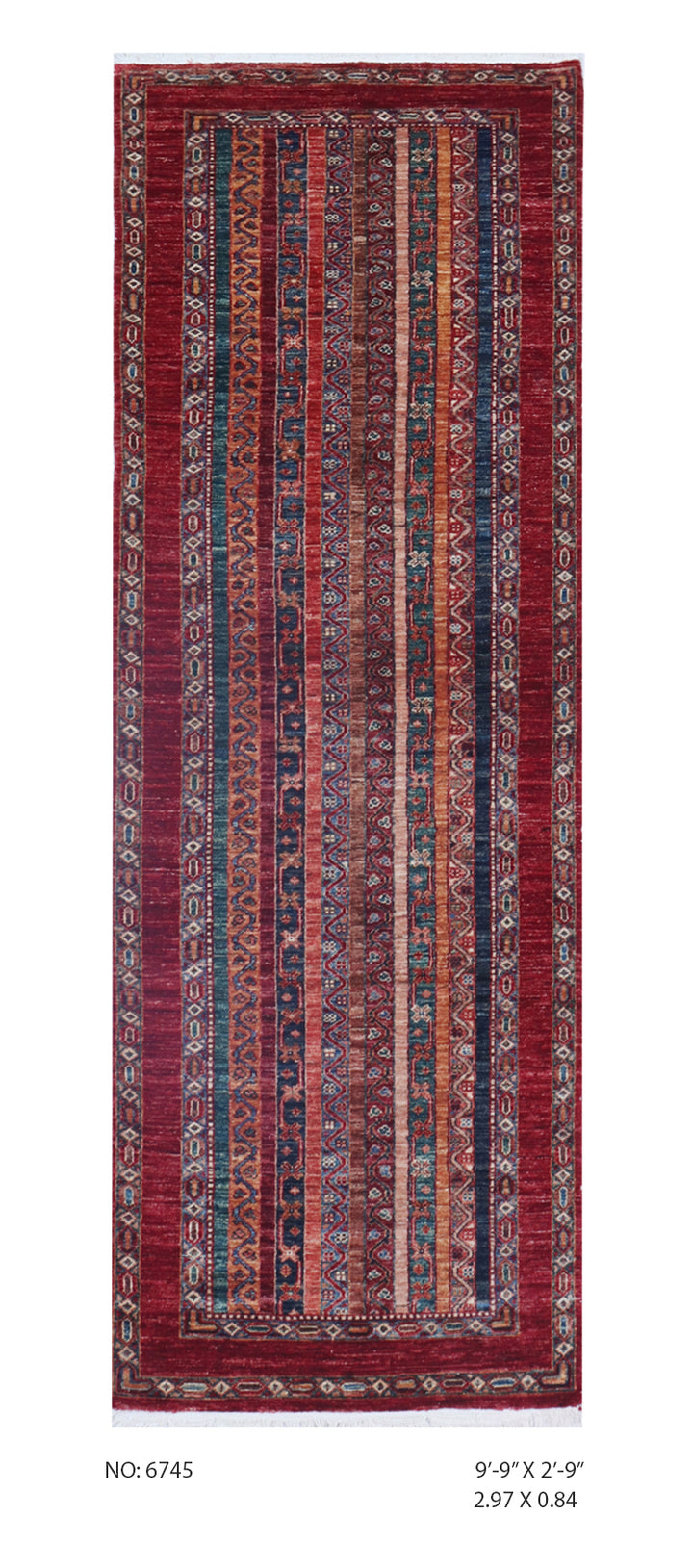 Khurjin Rust Handmade Rug 2.9X9.9 FT