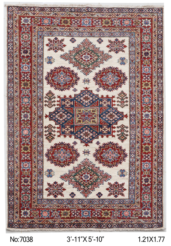 Multi Super Kazak Rug 3.11x5.10 FT