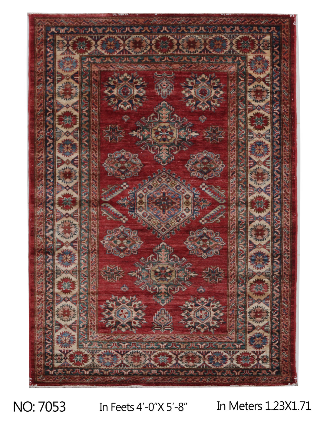Rust Super Kazak Rug 4x5.8 FT